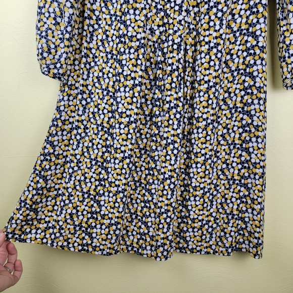 BODEN Aurelia Circles Yellow Navy Blue 1/2 Sleeve Viscose Tunic Dress size 6L - Picture 6 of 12
